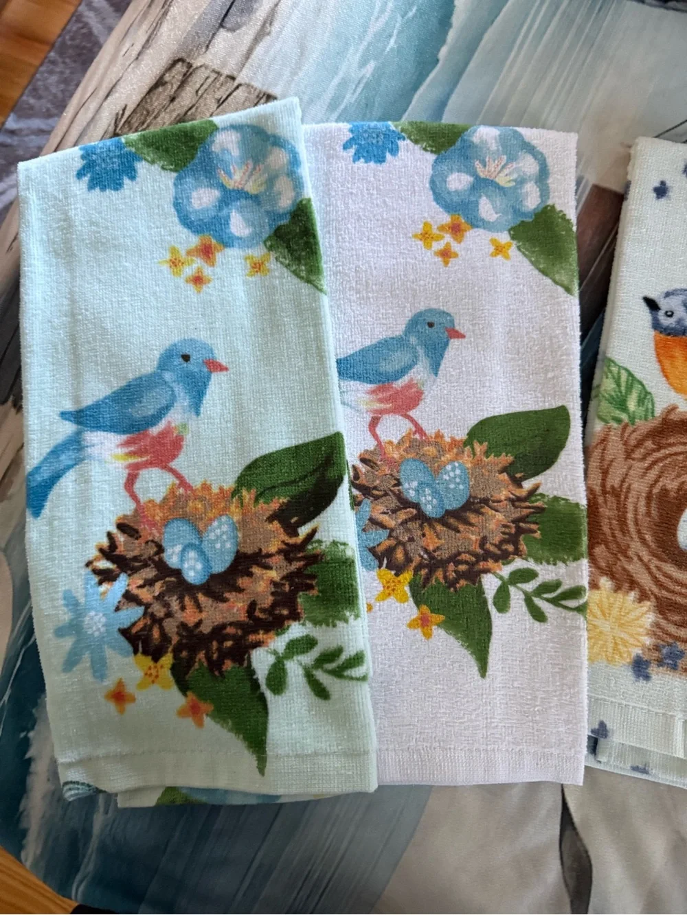 New Set of 4 Kohl's Bird Nest Hand Towel Set